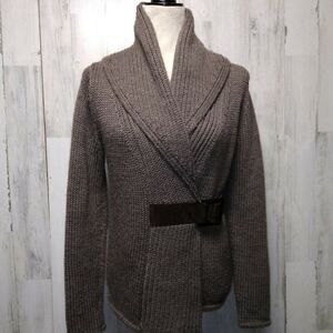 Soft Surroundings Sweater Small Country Weekend Shawl Cardigan Leather Belt